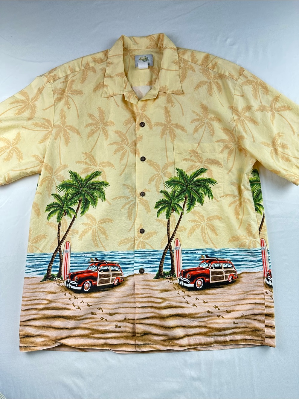 Vtg Hawaiian Shirt Men’s Ho Aloha Palm Tree Tropical Beach Camp Resort Sz XL